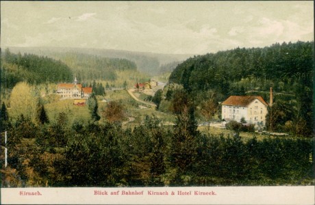 Alte Ansichtskarte Kirnach, Blick auf Bahnhof Kirnach und Hotel Kirnach